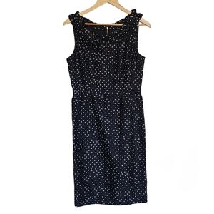 Kate Spade New York Black Polka Dot Ruffle Neck Dress Silk Blend Size 6